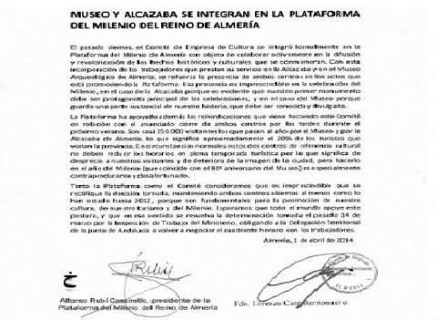Noticia de Almera 24h: Museo y Alcazaba se integran en la Plataforma del Milenio del Reino de Almera