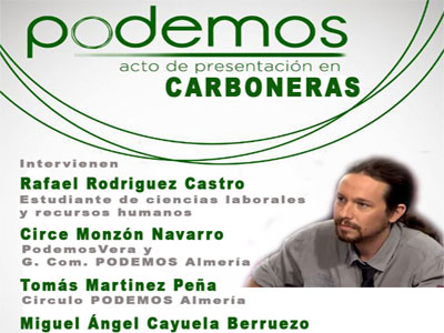 Noticia de Almería 24h: El partido creado por Pablo Iglesias PODEMOS se presenta en Carboneras