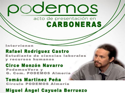 Noticia de Almera 24h: El partido creado por Pablo Iglesias PODEMOS se presenta en Carboneras