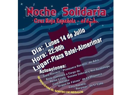 Cruz Roja Espaola de El Ejido vivir una Noche Solidaria en la Plaza Batel de Almerimar
