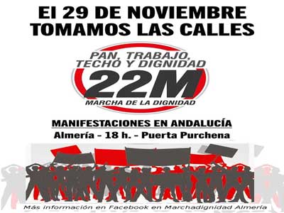 Izquierda Unida realiza un llamamiento para que toda Almería participe en la manifestación de las 'Marchas por la dignidad'