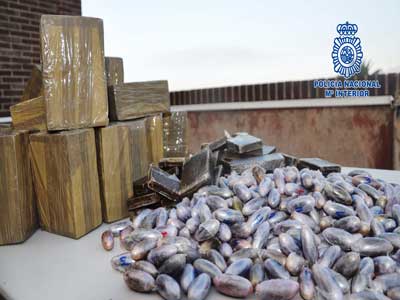 La Polica Nacional se incauta de 123 kilos de hachs en el interior de un garaje de Aguadulce