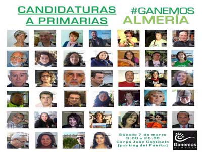 La ciudadana votar la candidatura completa de Ganemos Almera este sbado