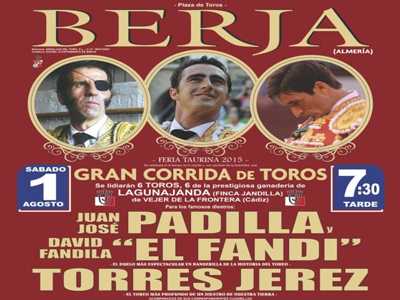 Padilla, El Fandi y Torres Jerez protagonizan el cartel taurino de Berja