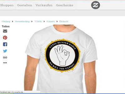 Se vende en Internet Camiseta con la frase Matamos a los gitanos