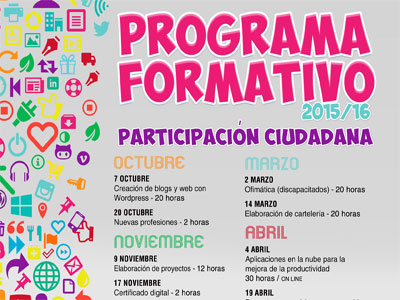 Casi una veintena de cursos y talleres formativos gratuitos conforman el Programa Formativo 2015-16 de Participacin Ciudadana
