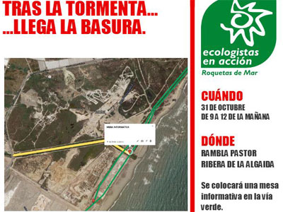 TRAS LA TORMENTA... LLEGA LA BASURA, nueva actividad de Ecologistas en Accin de Roquetas de Mar