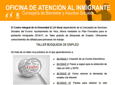 Noticia de Almería 24h: Talleres dirigidos a la población inmigrante en Vera