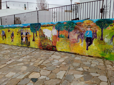 Alcudia de Monteagud embellece sus calles con un mural inspirado en labores agrcolas tradicionales