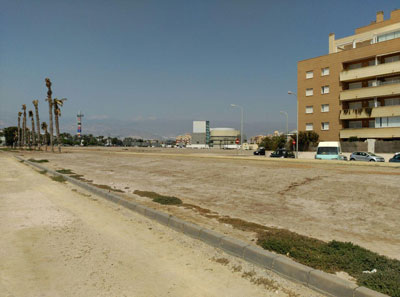 IU denuncia el abandono de la zona verde junto al colegio de Las Salinas pese a haber prometido su mejora en campaa