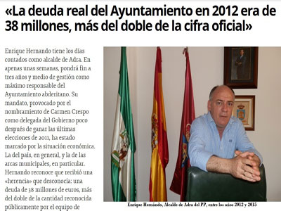 Noticia de Almería 24h: Ojalá fuera, la deuda con los bancos, el principal problema del Ayuntamiento de Adra 