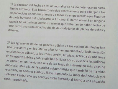 Las mujeres del barrio de El Puche reclaman sus derechos en igualdad al resto de almerienses