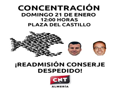Noticia de Almería 24h: Convocada concentración de protesta para el 21 de enero por el despido del delegado sindical de CNT en las instalaciones deportivas de Carboneras