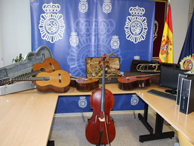 Recuperados instrumentos musicales valorados en ms de 15.000 euros procedentes de un robo en una escuela de msica  