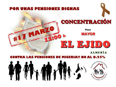 Noticia de Almería 24h: Convocada una Concentración para defender las pensiones el sábado a las 12 en la Plaza Mayor