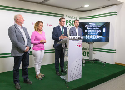 El PSOE denuncia que los Presupuestos de Rajoy destinan 80 euros por almeriense, frente a los 217 de media del pas