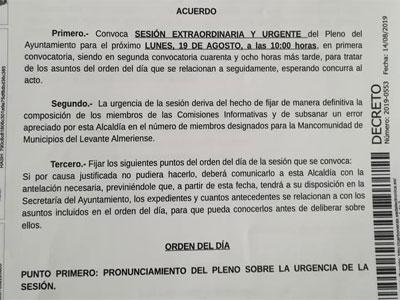 Noticia de Almería 24h: Carboneras Avanza lamenta que el Alcalde retroceda al pasado en materia de información y transparencia