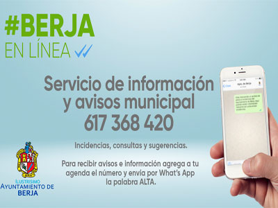 Noticia de Almería 24h: El Ayuntamiento de Berja pone en marcha un servicio de comunicación a través de Whatsapp