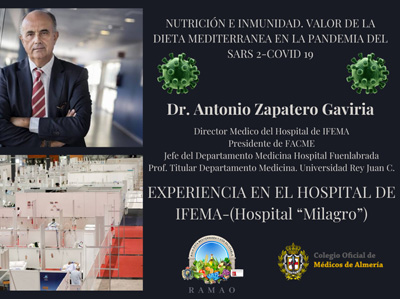 Noticia de Almería 24h: El Dr. Antonio Zapatero Gravinia (Director de IFEMA) hablará mañana de su Experiencia en el Hospital en las plataformas del Aula de la Dieta Mediterránea y el Colegio de Médicos de Almería