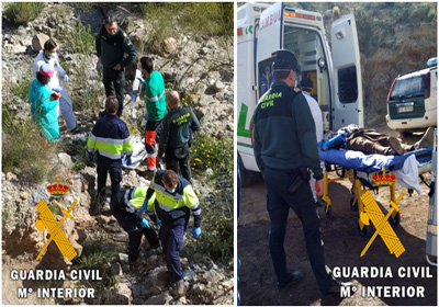 La Guardia Civil de Almera auxilia a una persona que se precipita por un barranco en Tabernas