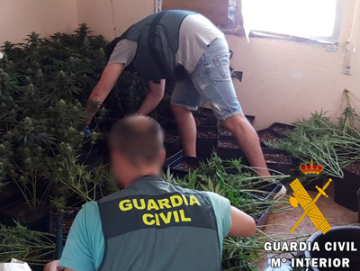 La Guardia Civil descubre un cultivo de marihuana durante la extinción de un incendio en una vivienda de Roquetas de Mar