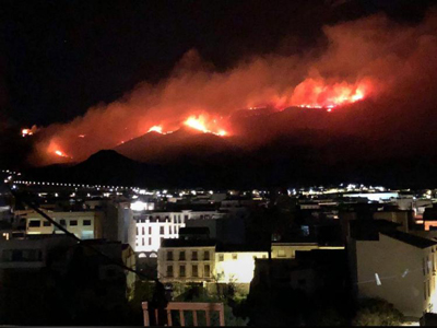 Noticia de Almería 24h: El Parque de Castala en Berja presa de las llamas azuzadas por vientos de casi 80 kilómetros por hora
