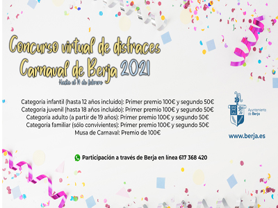 Noticia de Almería 24h: El Ayuntamiento de Berja convoca un concurso virtual de disfraces de Carnaval