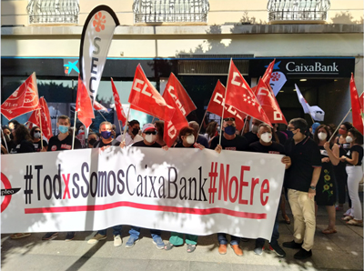 Continuan las movilizaciones por el ERE en Caixabank