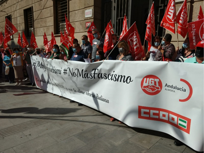 Noticia de Almera 24h: Los sindicatos muestran en Almera su solidaridad contra los ataques neofascistas de organizaciones sindicales italianas