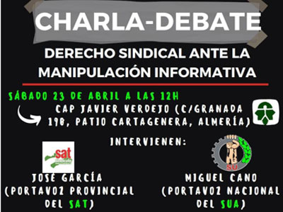 Noticia de Almería 24h: Debate sobre el " Derecho sindical ante la manipulación informativa"