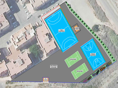 Huércal de Almería construirá una pista polideportiva, otra de baloncesto y dos más de pádel en Villa Inés