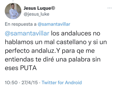 Destapan unos Tuits del nuevo concejal del Ayuntamiento de Almera en los que denigra e insulta pblicamente a mujeres llamndolas PUTA y ZORRA