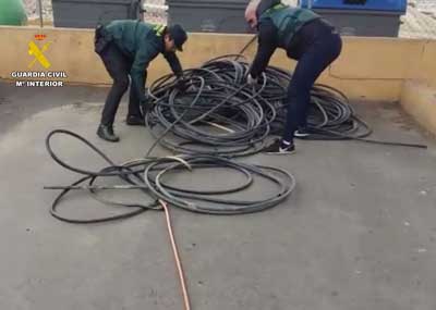 La Guardia Civil detiene a 3 personas por el robo de 1.000 kilogramos de cable de cobre en Rioja
