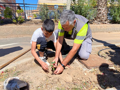 Alumnos Y Profesores Del CEIP Virgen De La Paz De Puebla De Vcar Participan  En Una Plantacin De Algarrobos