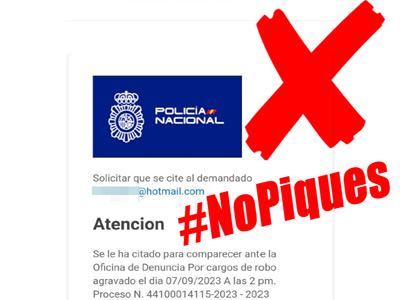 Noticia de Almera 24h: Detectada una campaa de distribucin de malware en la que se suplanta la identidad de la Polica Nacional 