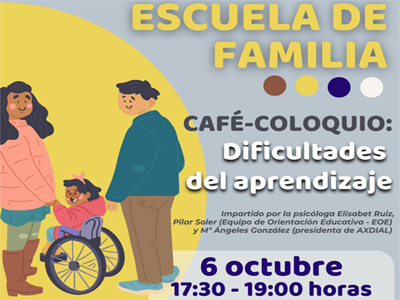 Noticia de Almería 24h: Adra celebra el 6 de octubre el café-coloquio ‘Dificultades del aprendizaje’ de la Escuela de Familia