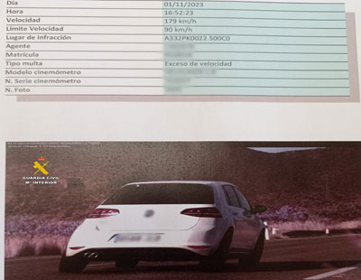 Noticia de Almera 24h: La Guardia Civil investiga a un conductor que circulaba a 179 Km/h en una zona limitada a 90 Km/h