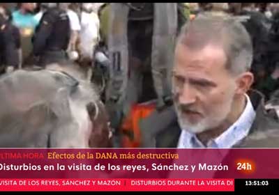 Noticia de Almera 24h: El Rey, Pedro Snchez y Carlos Mazn son recibidos en Valencia al grito de Asesinos y lanzamiento de barro