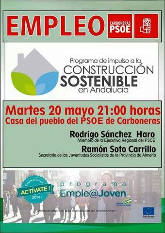 El PSOE explicará a los carboneros las ayudas de la Junta para fomentar el empleo joven y la construcción sostenible