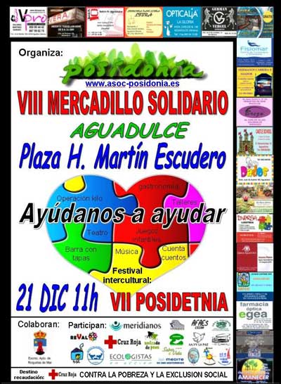 La solidaridad tiene reservado un espacio en el 'VIII Mercadillo' y 'VII Festival Posidetnia' de la Asociacin Posidonia