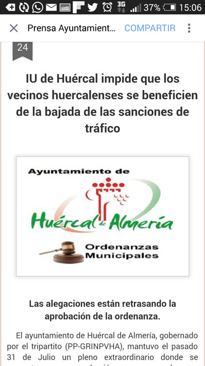 IU denuncia la manipulacin partidista de los medios del ayuntamiento de Huercal de Almera