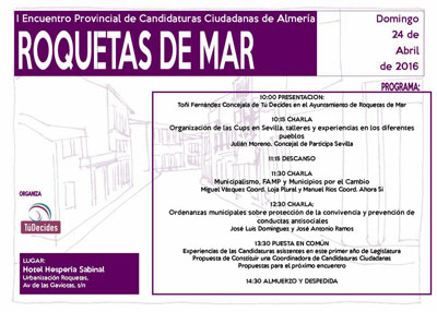 Roquetas de Mar recibe el I Encuentro Provincial de Candidaturas Ciudadanas