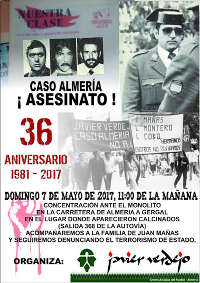 Concentracin en el 36 aniversario del Caso Almera organizado por el CAP Javier Verdejo de Almera