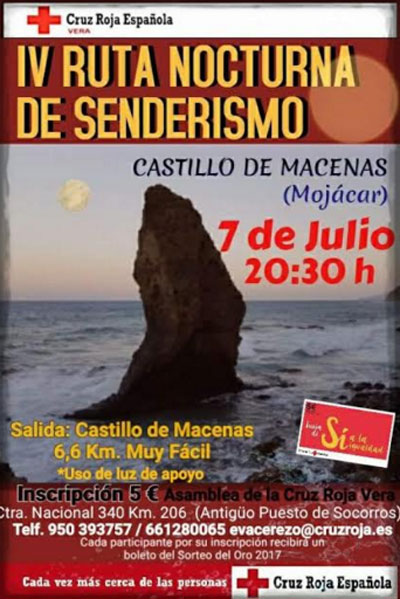 Cruz Roja Vera organiza la IV Ruta Nocturna de Senderismo - Castillo de Macenas (Mojcar)