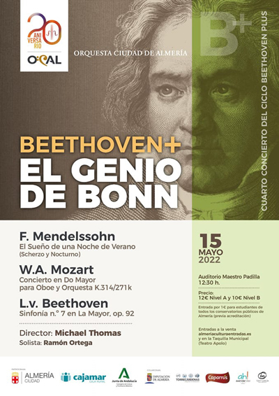 El Maestro Padilla recibir al obosta Ramn Ortega con la Orquesta Ciudad de Almera, el prximo 15 de mayo en el concierto Beethoven +. El genio de Bonn