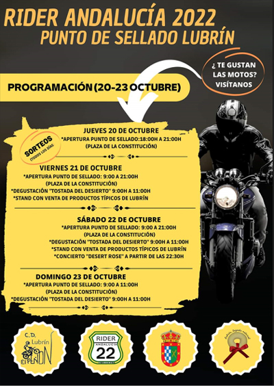 Motos. Lubrn, punto de sellado en Almera de la Rider Andaluca 2022
