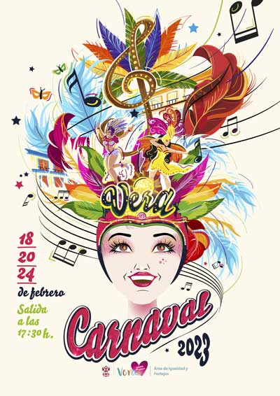 El Ayuntamiento de Vera presenta su cartel de carnaval con dos importantes desfiles el sbado 18 y el viernes 24 de febrero